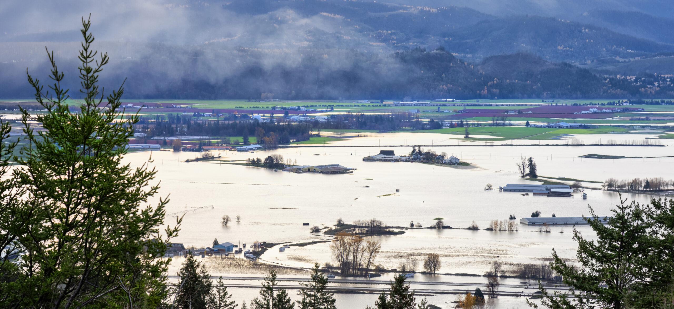 Flooded farm land in Abbotsford, British Columbia, November 17, 2021