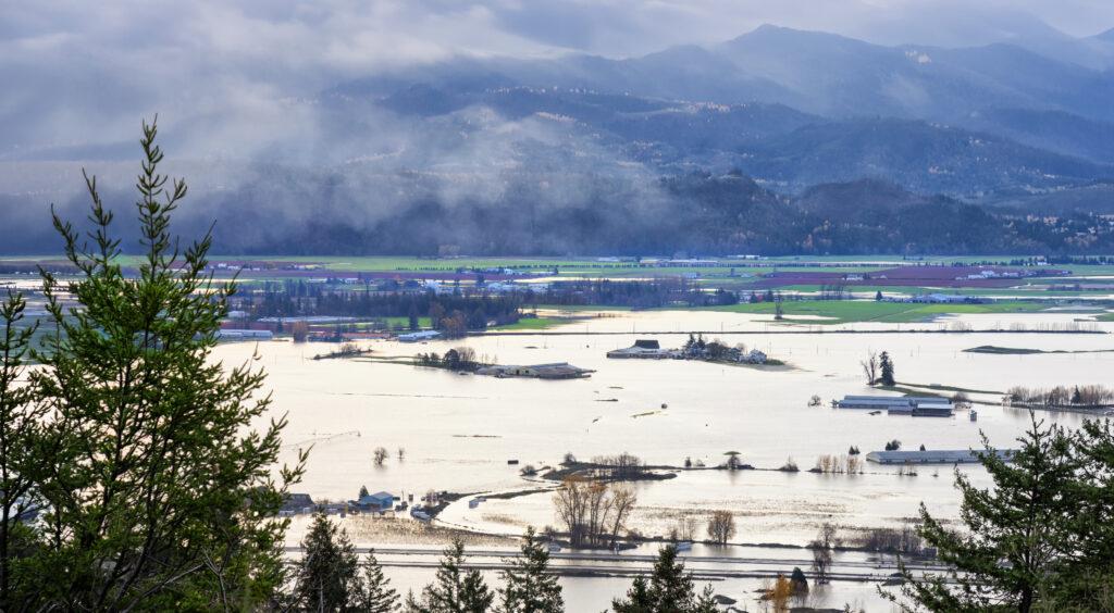 Flooded farm land in Abbotsford, British Columbia, November 17, 2021